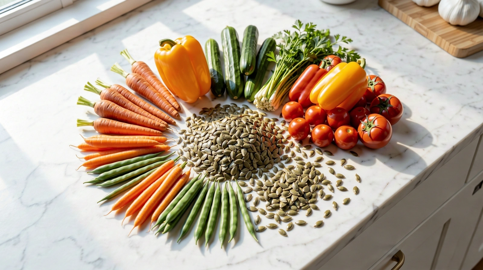 Frische Zutaten in einer hellen Küche